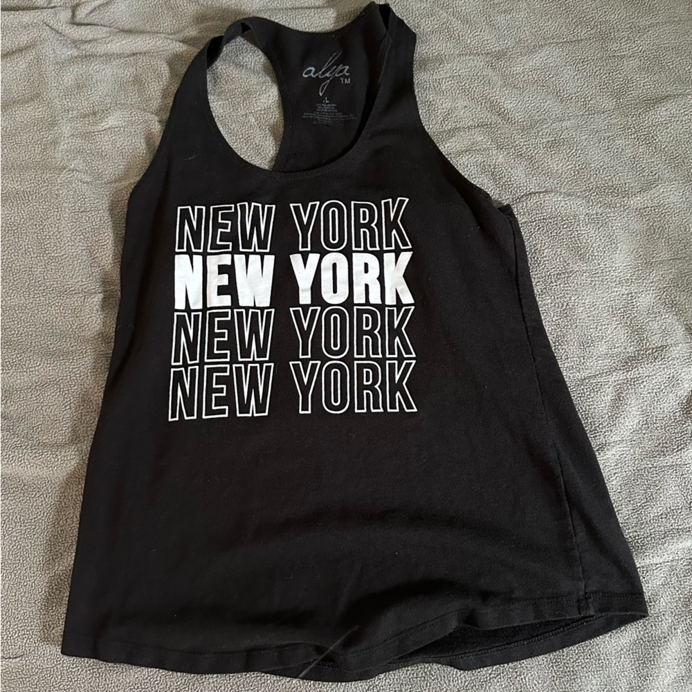 Black and white “New York”, size large tank from Alya